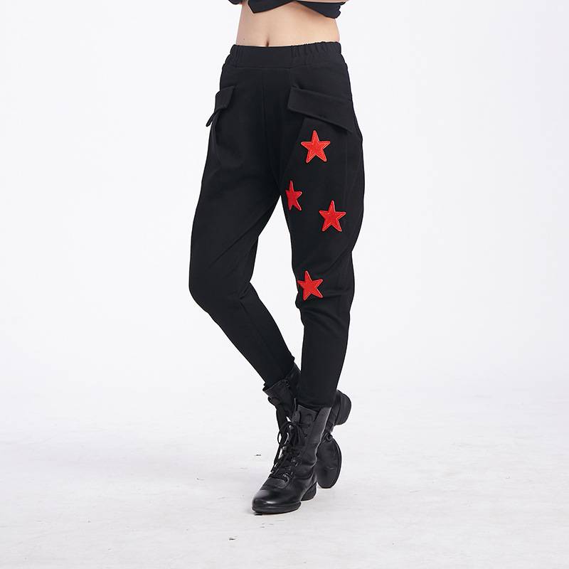 The man's black pentagon star is thick